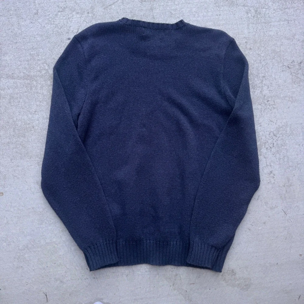 Polo Ralph Lauren Mens Navy Blue Cotton Crewneck Sweater Red Pony Logo Size M